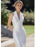 Notch Neck Ivory Mikado Open Back Wedding Dress Notch Neck Ivory Mikado Open Back Wedding Dress
